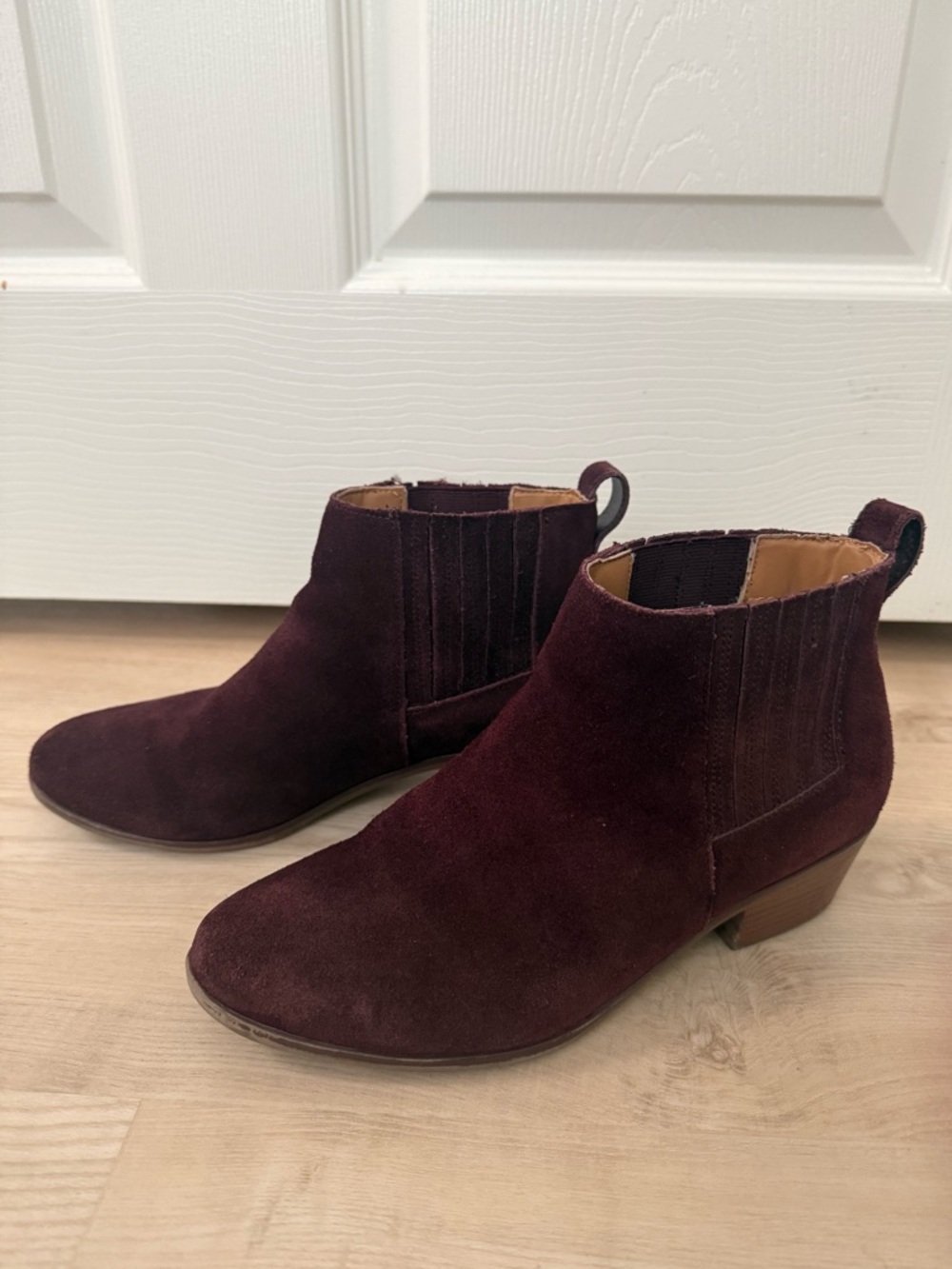 J. Crew deep red suede ankle boot